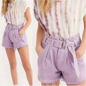 Free People We The Free See You Sometime Paperbag Shorts Lilac Purple Small